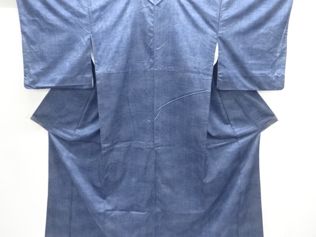 アンティーク　雨縞模様織出し手織り紬着物